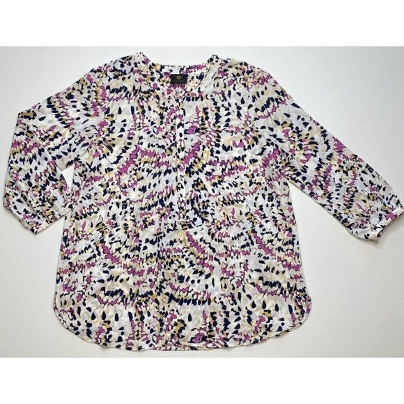 JM Collection Blouse Top Large Women's Artistic Print Pleated-Back NEW - Picture 7 of 9